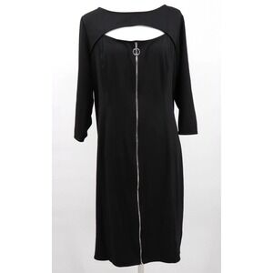 Lane Bryant Dress Womens Plus Size 22 Black Cutout Zip Up Midi Stretch *MINT*
